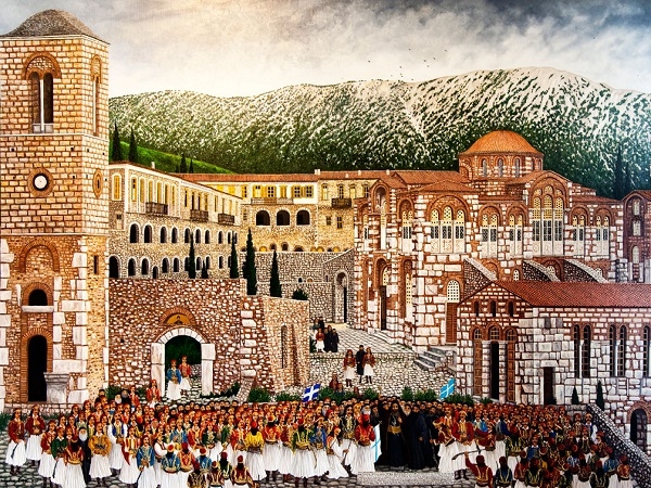 Η κήρυξη της Επαναστάσεως στην Ι. Μονή του Οσίου Λουκά Βοιωτίας